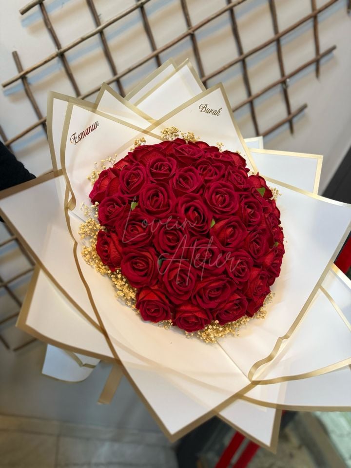 41 Adet Kırmızı Güllü İsimli İsteme Çiçeği