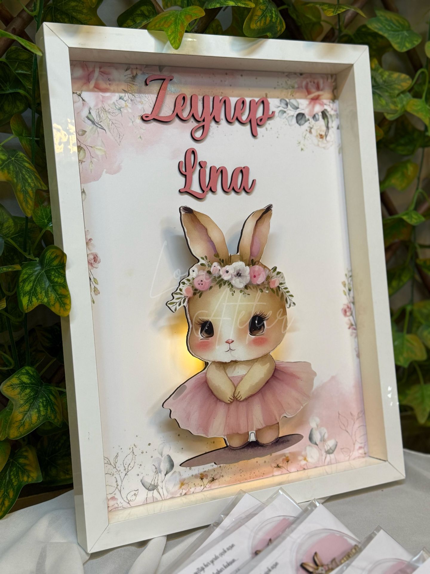 Ledli Tavşan Temalı Bebek Kapı Süsü