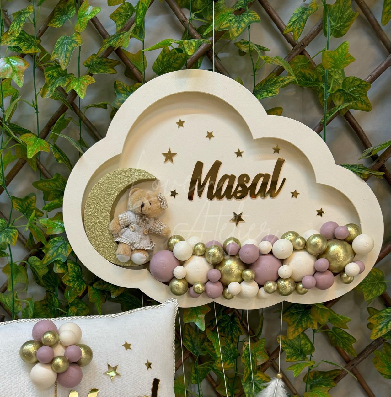 Pudra Tonlarında Ledli Bebek Kapı Süsü