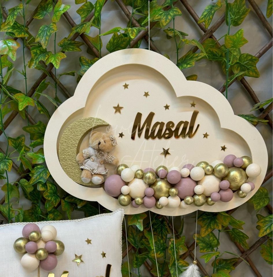 Pudra Tonlarında Ledli Bebek Kapı Süsü