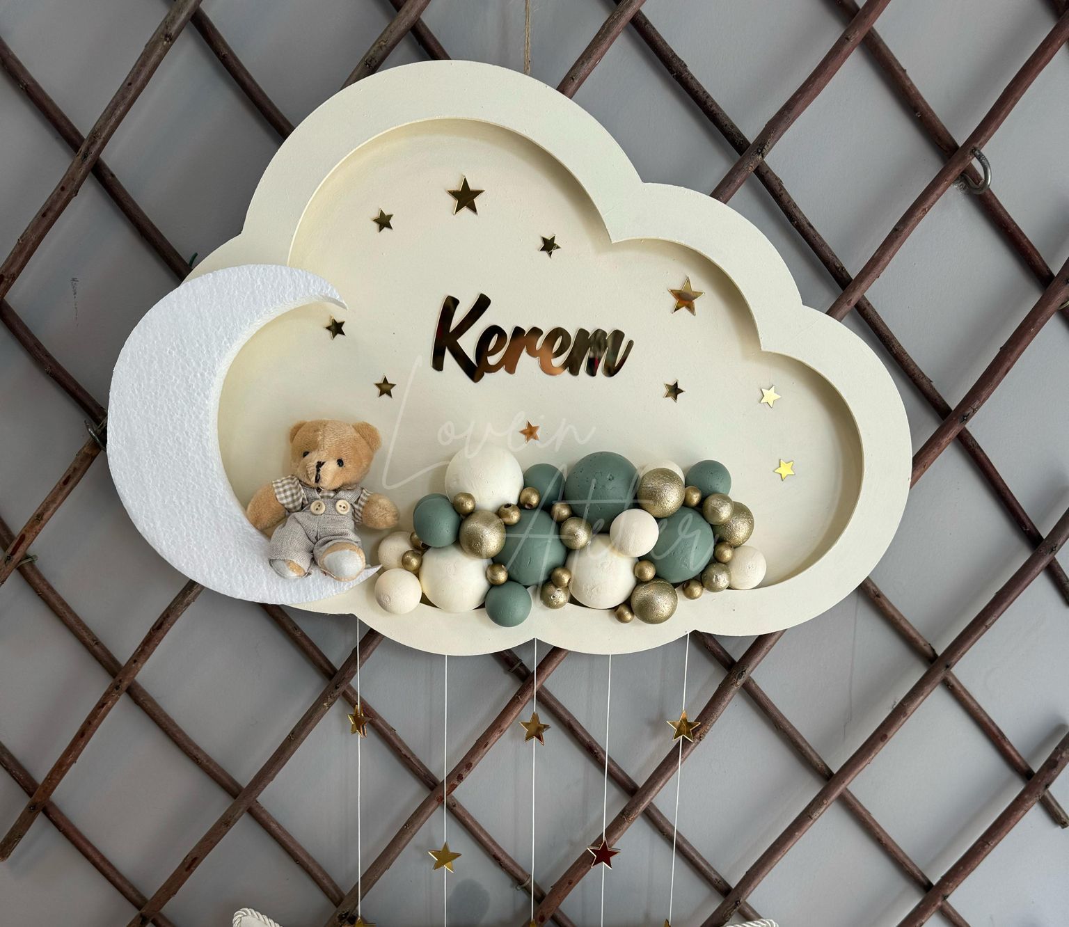 Ledli Yeşil tonlarında Bebek Kapı Süsü