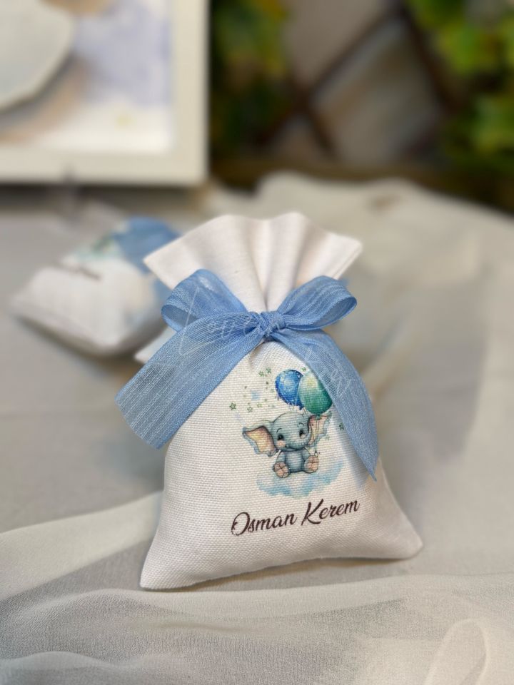 Fil Temalı Baskılı Kese