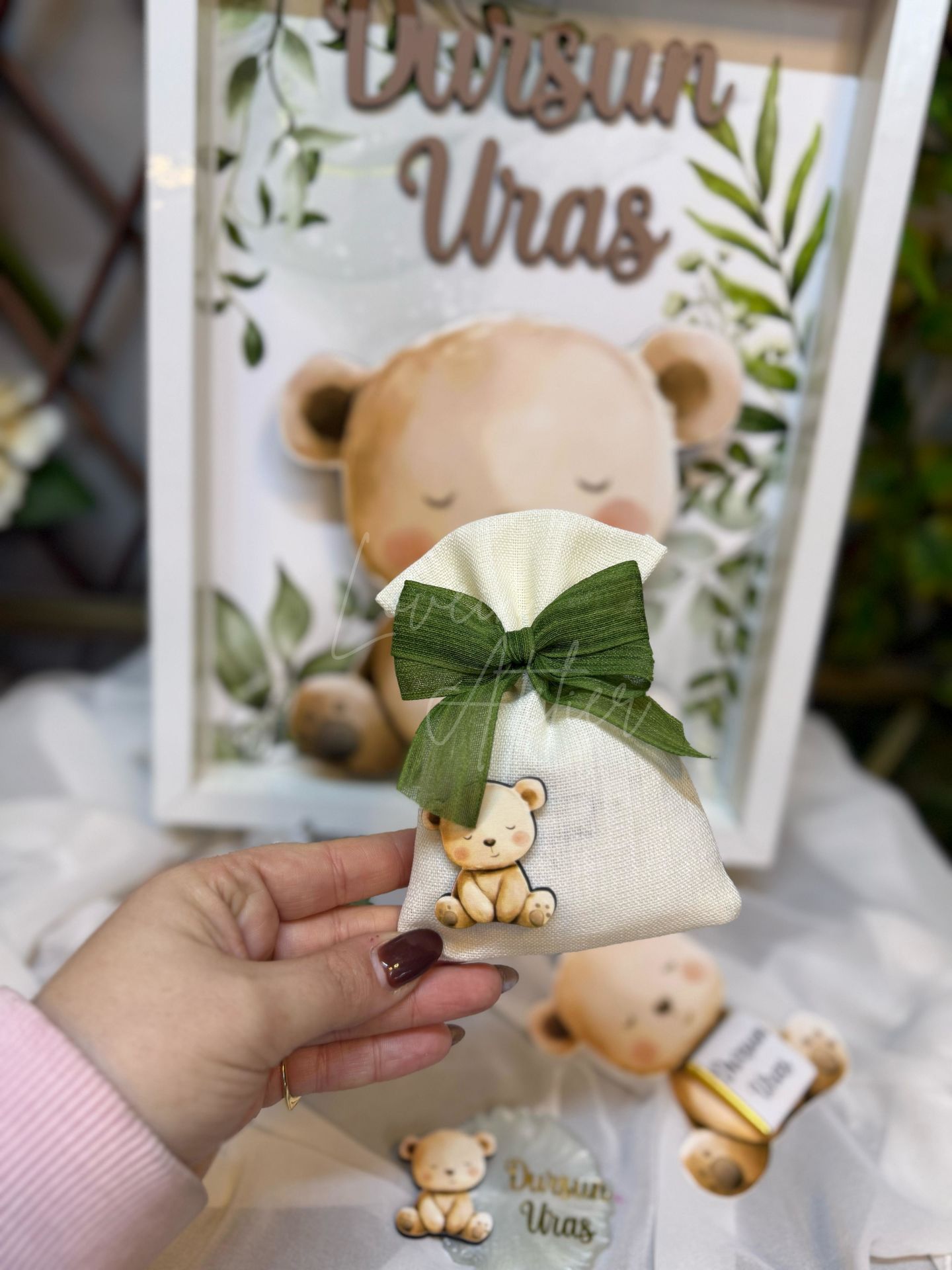 Ayıcık Temalı Keten Kese