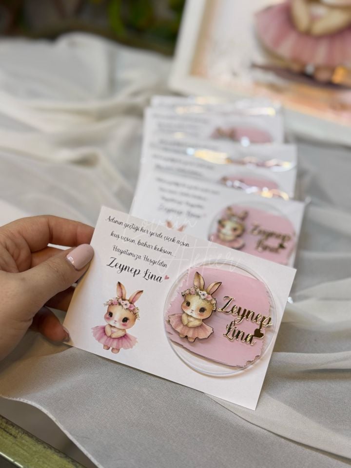 Tavşan Temalı Kartlı Magnet