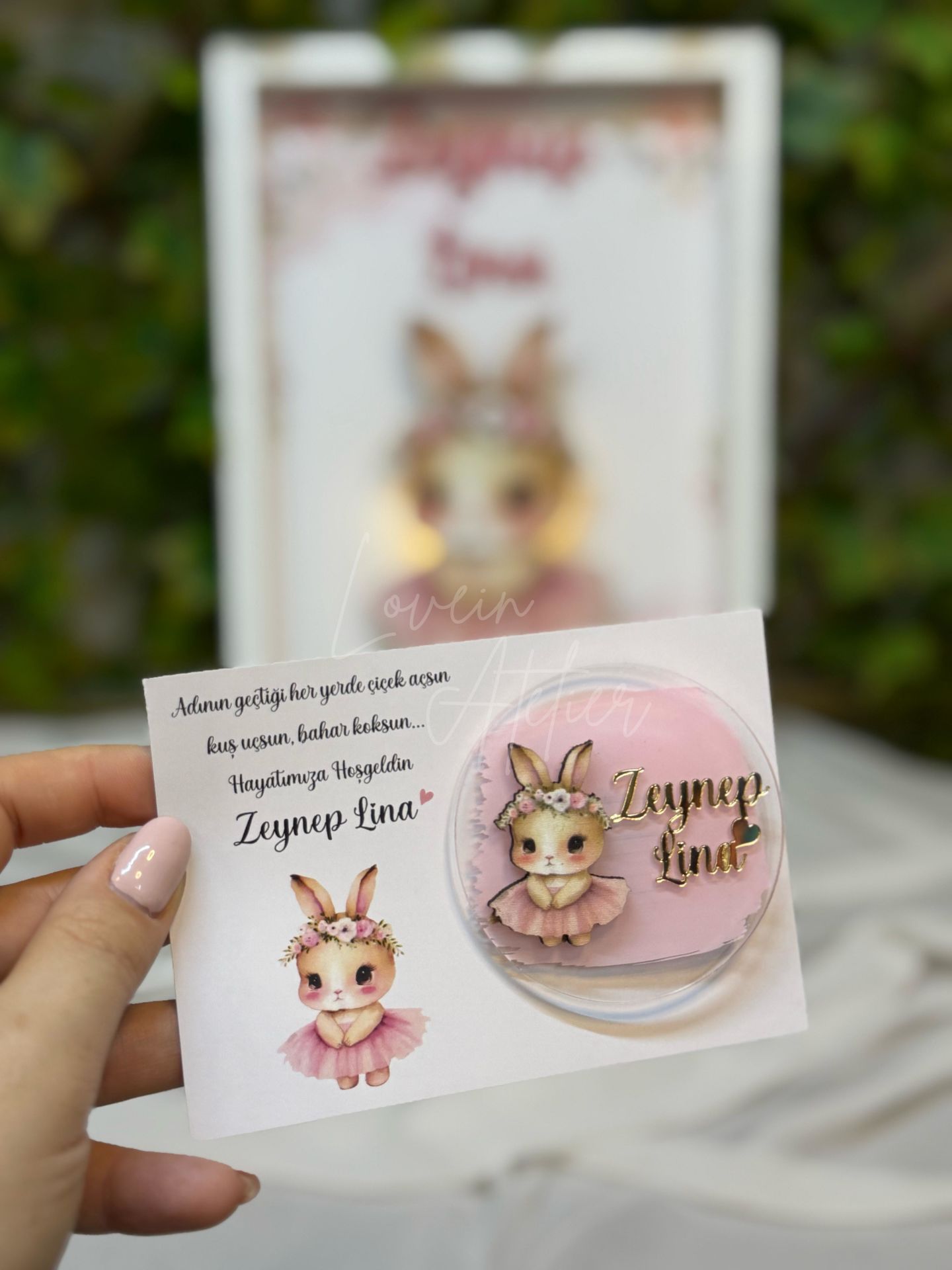 Tavşan Temalı Kartlı Magnet