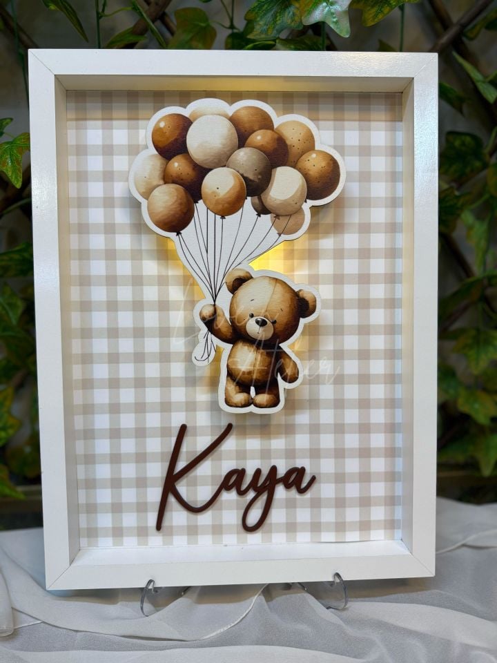 Ledli Balonlu Ayıcık Temalı Bebek Kapı Süsü