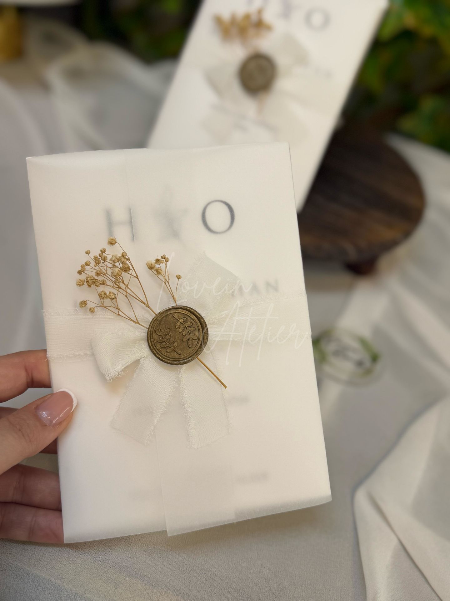 Mühürlü Kuru Çiçekli Davetiye