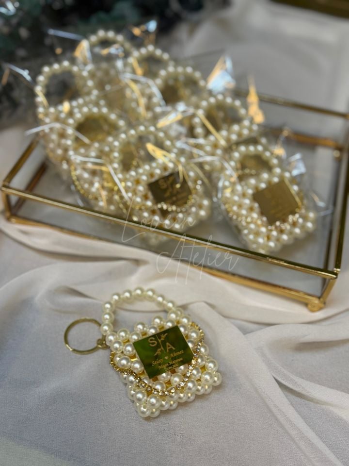 Çikolatalı, Taşlı Inci Anahtarlık