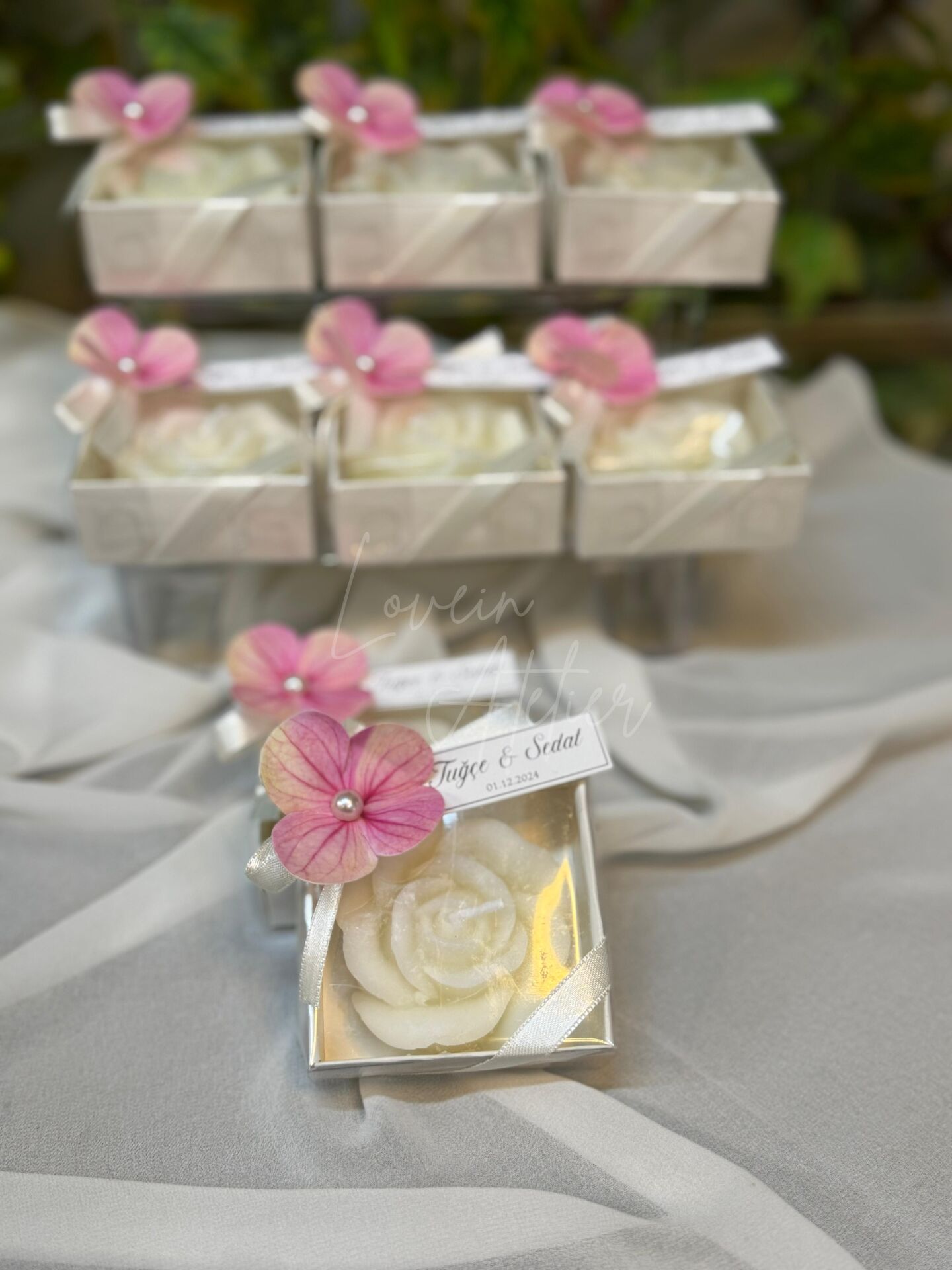 Pembe Ortancalı Gül Mum