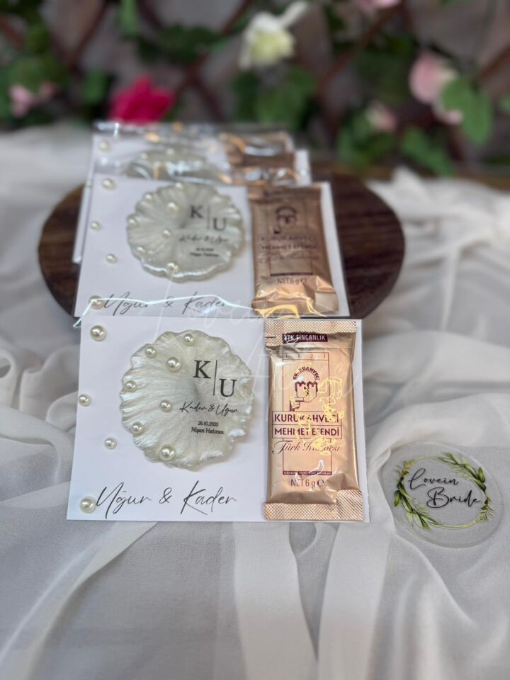 Yanı Dağınık İncili Magnet ve Türk Kahveli Set