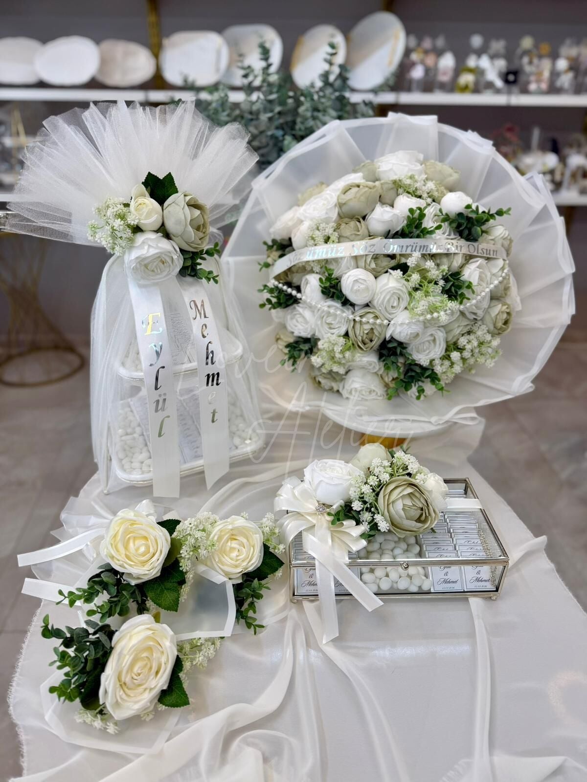 Su Yeşili Şakayıklı Büyük İsteme Seti