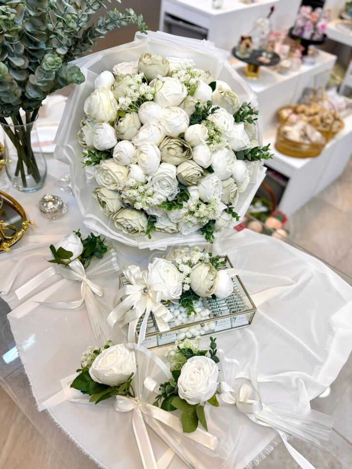 Su yeşili Şakayıklı Anne Güllü İsteme Seti